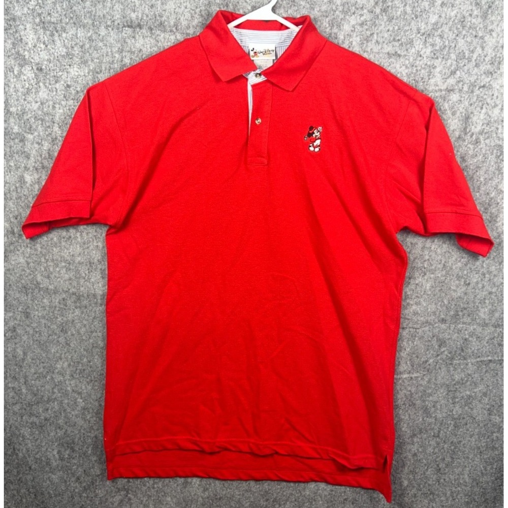 Walt‎ Disney World Mickey Mouse Polo Golf Shirt Men's XL Red Embroidered